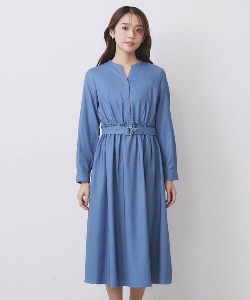 index / インデックス ロング・マキシ丈ワンピース | シャンブレーツイルドッキングフレアワンピース【洗濯機OK/イージーアイロン】 | 詳細22