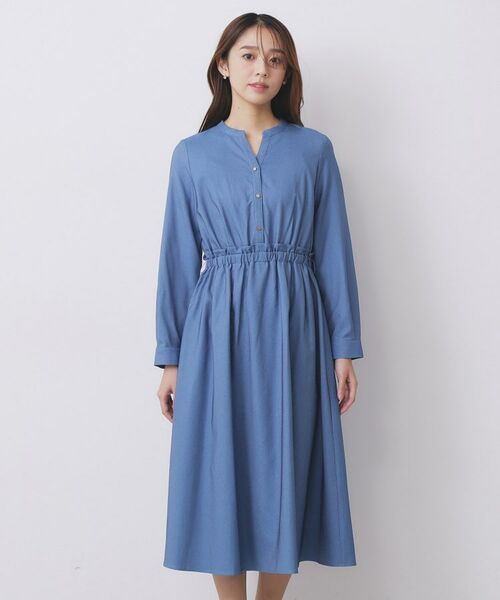 index / インデックス ロング・マキシ丈ワンピース | シャンブレーツイルドッキングフレアワンピース【洗濯機OK/イージーアイロン】 | 詳細29