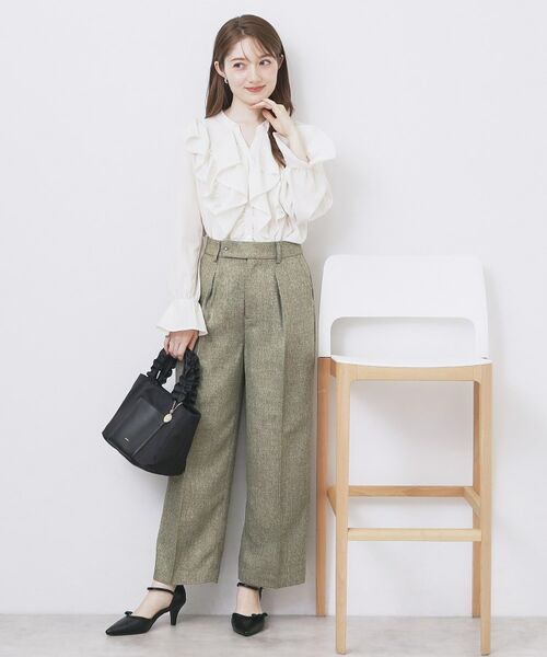 index / インデックス パンツ | ツィード調ワイドストレートパンツ【洗濯機OK/防シワ】 | 詳細11