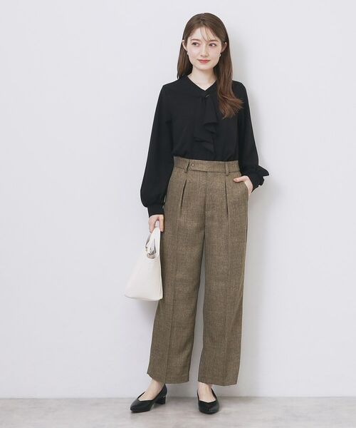 index / インデックス パンツ | ツィード調ワイドストレートパンツ【洗濯機OK/防シワ】 | 詳細6