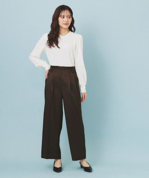 index / インデックス パンツ | ベルト付き2タックワイドパンツ【洗濯機OK/ストレッチ/防シワ/イージーアイロン】 | 詳細14