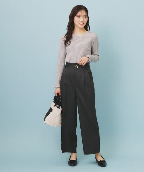 index / インデックス パンツ | ベルト付き2タックワイドパンツ【洗濯機OK/ストレッチ/防シワ/イージーアイロン】 | 詳細2