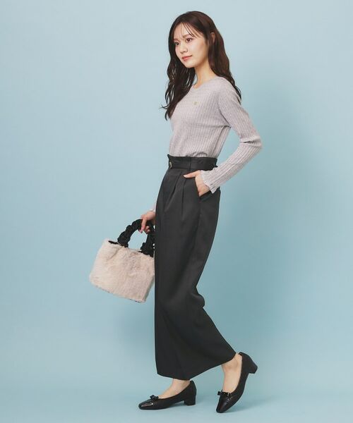 index / インデックス パンツ | ベルト付き2タックワイドパンツ【洗濯機OK/ストレッチ/防シワ/イージーアイロン】 | 詳細3