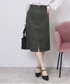 index / インデックス スカート | ツイード調フロントジップタイトスカート【洗濯機OK/防シワ】