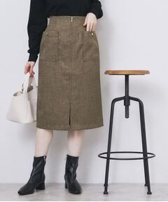 index / インデックス スカート | ツイード調フロントジップタイトスカート【洗濯機OK/防シワ】