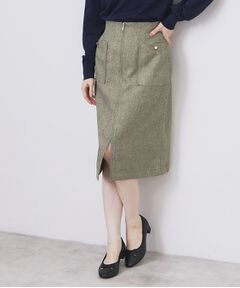 index / インデックス スカート | ツイード調フロントジップタイトスカート【洗濯機OK/防シワ】