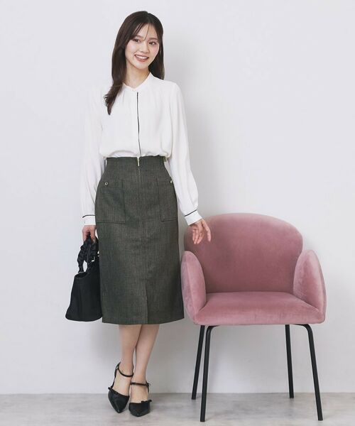 index / インデックス スカート | ツイード調フロントジップタイトスカート【洗濯機OK/防シワ】 | 詳細3