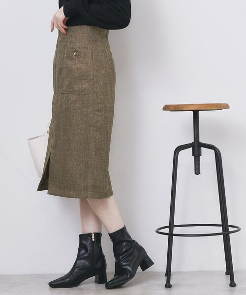 index / インデックス スカート | ツイード調フロントジップタイトスカート【洗濯機OK/防シワ】 | 詳細6