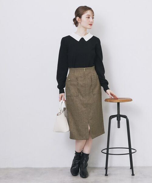 index / インデックス スカート | ツイード調フロントジップタイトスカート【洗濯機OK/防シワ】 | 詳細7