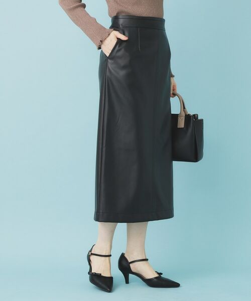 index / インデックス ロング・マキシ丈スカート | レザー調ストレッチAラインロングスカート【洗える】 | 詳細3