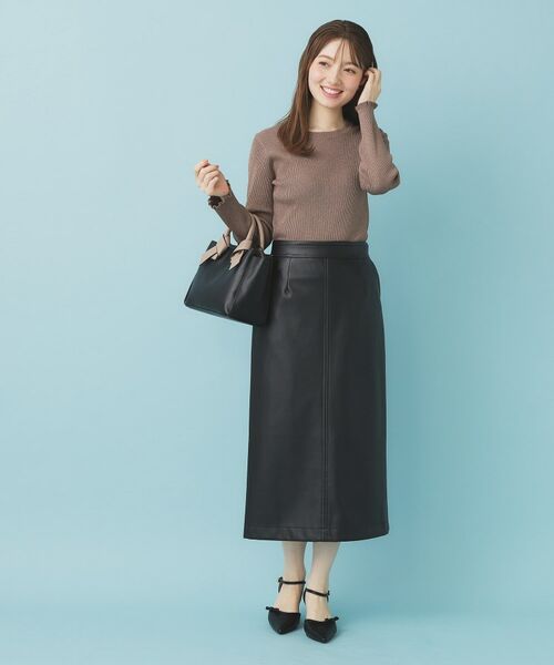 index / インデックス ロング・マキシ丈スカート | レザー調ストレッチAラインロングスカート【洗える】 | 詳細4