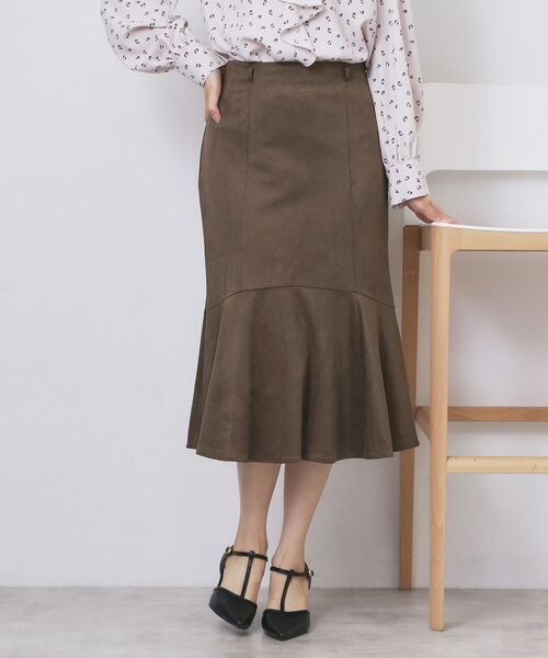 index / インデックス スカート | フェイクスウェード切り替えマーメイドスカート【洗濯機OK/イージーアイロン/防シワ】 | 詳細12