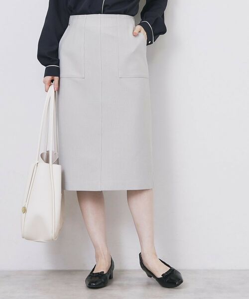 index/インデックス ストレッチタイトスカート【洗濯機OK/防シワ/抗ピル】《S～3L》 サックスブルー(090) 44(3L)