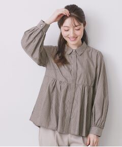 index / インデックス シャツ・ブラウス | ラメストライプ衿付きペプラムブラウス【洗濯機OK/イージーアイロン/防シワ】《6col》