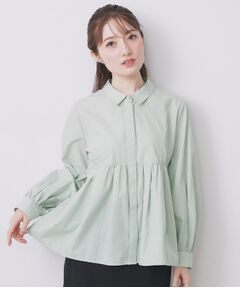 index / インデックス シャツ・ブラウス | ラメストライプ衿付きペプラムブラウス【洗濯機OK/イージーアイロン/防シワ】《6col》