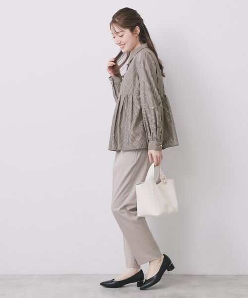 index / インデックス シャツ・ブラウス | ラメストライプ衿付きペプラムブラウス【洗濯機OK/イージーアイロン/防シワ】《6col》 | 詳細11