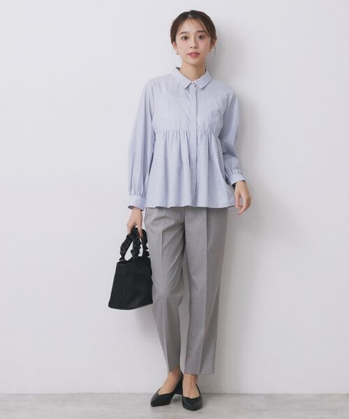 index / インデックス シャツ・ブラウス | ラメストライプ衿付きペプラムブラウス【洗濯機OK/イージーアイロン/防シワ】《6col》 | 詳細17