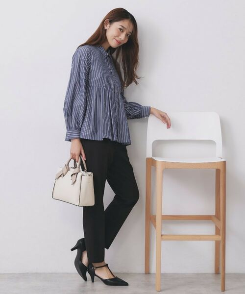 index / インデックス シャツ・ブラウス | ラメストライプ衿付きペプラムブラウス【洗濯機OK/イージーアイロン/防シワ】《6col》 | 詳細26