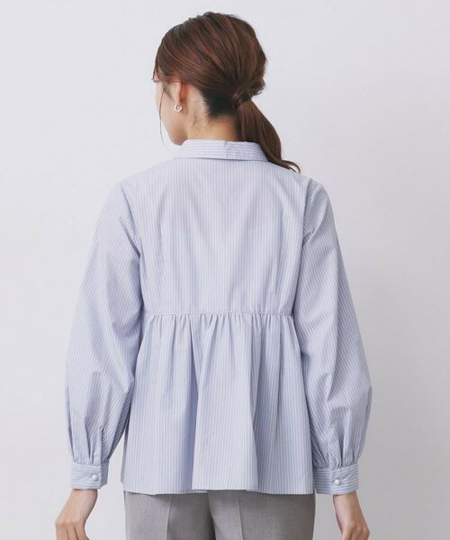 index / インデックス シャツ・ブラウス | ラメストライプ衿付きペプラムブラウス【洗濯機OK/イージーアイロン/防シワ】《6col》 | 詳細30