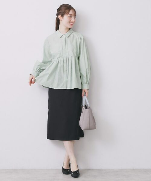 index / インデックス シャツ・ブラウス | ラメストライプ衿付きペプラムブラウス【洗濯機OK/イージーアイロン/防シワ】《6col》 | 詳細6