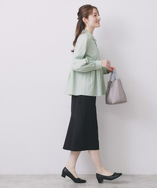 index / インデックス シャツ・ブラウス | ラメストライプ衿付きペプラムブラウス【洗濯機OK/イージーアイロン/防シワ】《6col》 | 詳細7