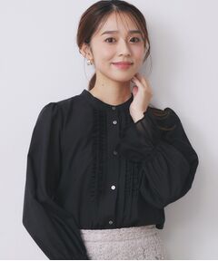 index / インデックス シャツ・ブラウス | タックフリルバンドカラーブラウス【洗濯機OK/イージーアイロン】