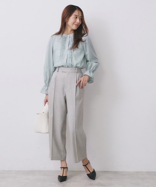 index / インデックス シャツ・ブラウス | タックフリルバンドカラーブラウス【洗濯機OK/イージーアイロン】 | 詳細10