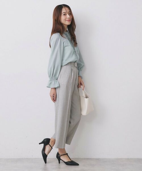 index / インデックス シャツ・ブラウス | タックフリルバンドカラーブラウス【洗濯機OK/イージーアイロン】 | 詳細11