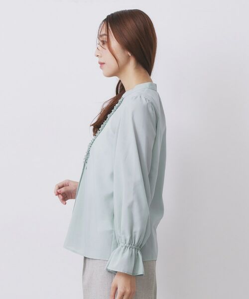 index / インデックス シャツ・ブラウス | タックフリルバンドカラーブラウス【洗濯機OK/イージーアイロン】 | 詳細14