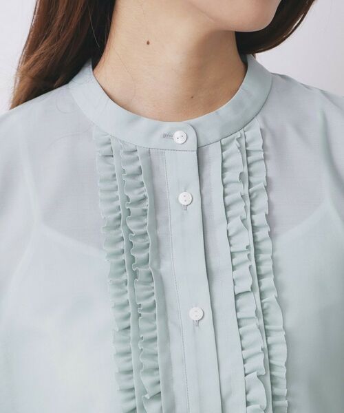 index / インデックス シャツ・ブラウス | タックフリルバンドカラーブラウス【洗濯機OK/イージーアイロン】 | 詳細16