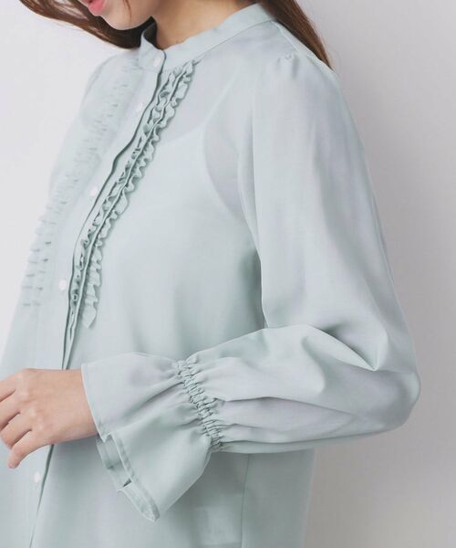 index / インデックス シャツ・ブラウス | タックフリルバンドカラーブラウス【洗濯機OK/イージーアイロン】 | 詳細17