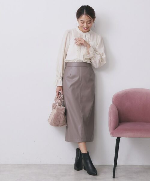 index / インデックス シャツ・ブラウス | タックフリルバンドカラーブラウス【洗濯機OK/イージーアイロン】 | 詳細2