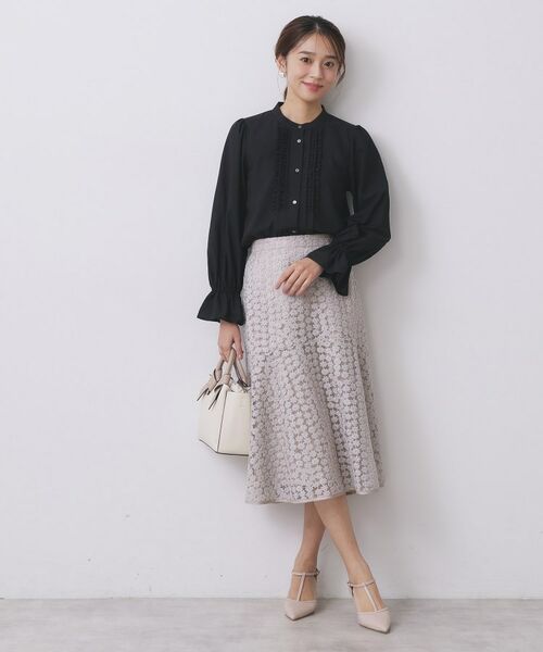 index / インデックス シャツ・ブラウス | タックフリルバンドカラーブラウス【洗濯機OK/イージーアイロン】 | 詳細6