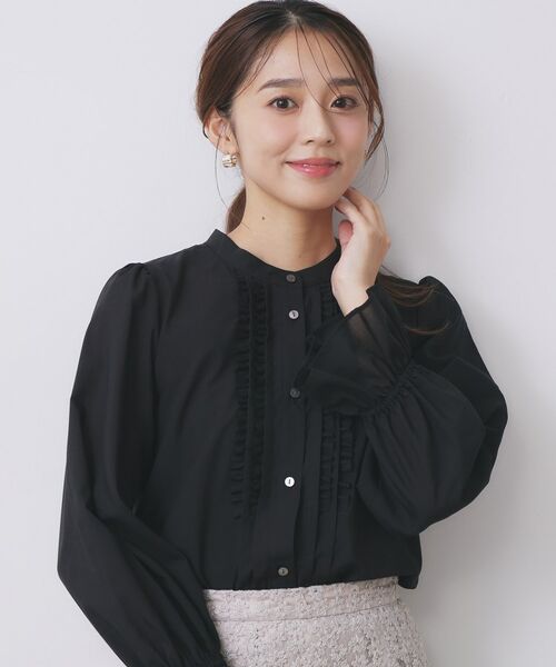 index/インデックス タックフリルバンドカラーブラウス【洗濯機OK/イージーアイロン】 ブラック(019) 38(M)