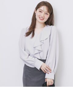 index / インデックス シャツ・ブラウス | Vネックフリルブラウス【洗濯機OK/イージーアイロン】