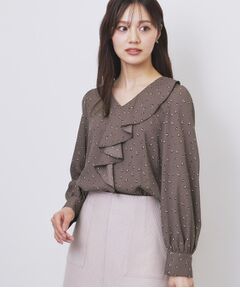 index / インデックス シャツ・ブラウス | Vネックフリルブラウス【洗濯機OK/イージーアイロン】