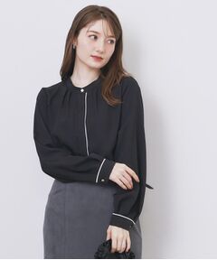 index / インデックス シャツ・ブラウス | タックデザインバンドカラーブラウス【洗濯機OK】