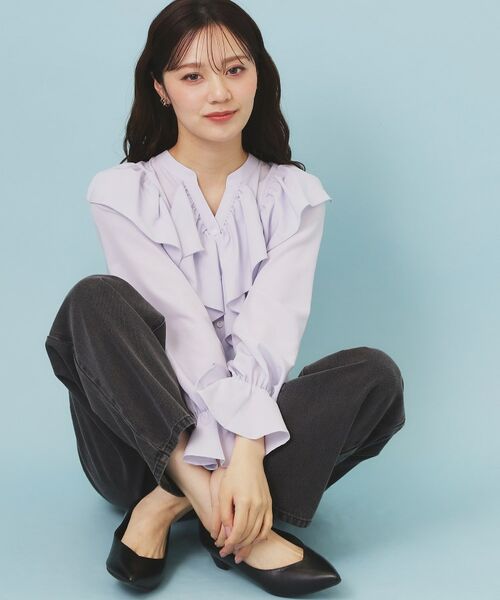 index / インデックス シャツ・ブラウス | フリルデザインスキッパーブラウス【洗濯機OK/イージーアイロン】 | 詳細11