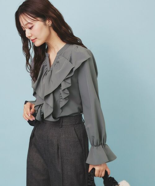 index / インデックス シャツ・ブラウス | フリルデザインスキッパーブラウス【洗濯機OK/イージーアイロン】 | 詳細5