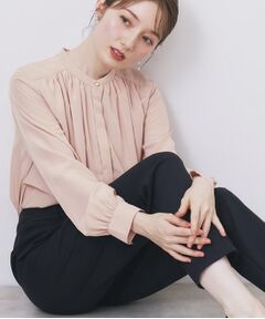 index / インデックス シャツ・ブラウス | サテンバンドカラーブラウス【洗濯機OK/イージーアイロン】