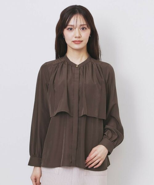 index / インデックス シャツ・ブラウス | サテンバンドカラーブラウス【洗濯機OK/イージーアイロン】 | 詳細13