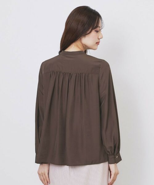 index / インデックス シャツ・ブラウス | サテンバンドカラーブラウス【洗濯機OK/イージーアイロン】 | 詳細15