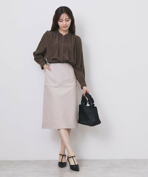 index / インデックス シャツ・ブラウス | サテンバンドカラーブラウス【洗濯機OK/イージーアイロン】 | 詳細2