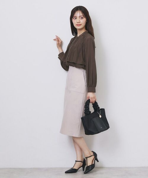 index / インデックス シャツ・ブラウス | サテンバンドカラーブラウス【洗濯機OK/イージーアイロン】 | 詳細3