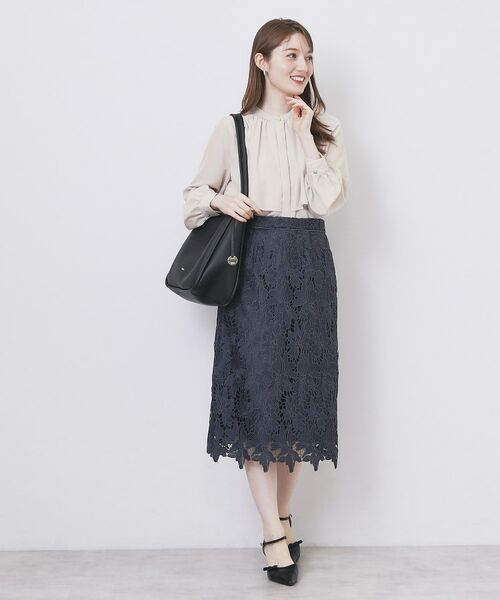 index / インデックス シャツ・ブラウス | サテンバンドカラーブラウス【洗濯機OK/イージーアイロン】 | 詳細6