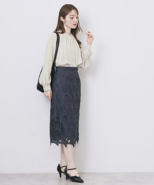 index / インデックス シャツ・ブラウス | サテンバンドカラーブラウス【洗濯機OK/イージーアイロン】 | 詳細7