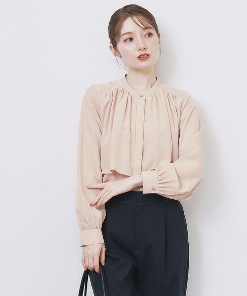 index / インデックス シャツ・ブラウス | サテンバンドカラーブラウス【洗濯機OK/イージーアイロン】 | 詳細9