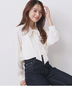 index / インデックス シャツ・ブラウス | アシンメトリーレイヤードボウタイブラウス【洗濯機OK/イージーアイロン/防シワ】《XS～3L/5col》