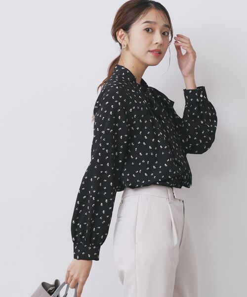 index / インデックス シャツ・ブラウス | アシンメトリーレイヤードボウタイブラウス【洗濯機OK/イージーアイロン/防シワ】《XS~3L/5col》 | 詳細10