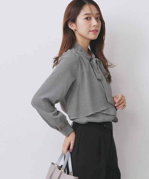 index / インデックス シャツ・ブラウス | アシンメトリーレイヤードボウタイブラウス【洗濯機OK/イージーアイロン/防シワ】《XS~3L/5col》 | 詳細14